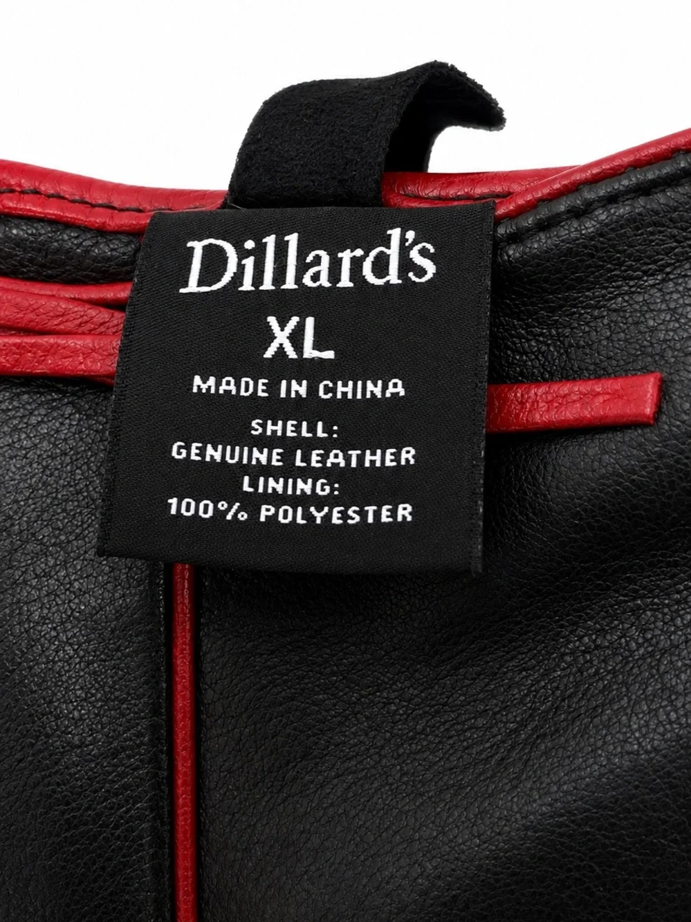 Dillard's Women’s Black Leather Gloves with Red Trim and Bow Detail XL, New